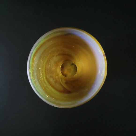 Handblown Phoenician Style Vase, Phonecician Bud Vase Brown and Blue 5.375" - Picture 5 of 8